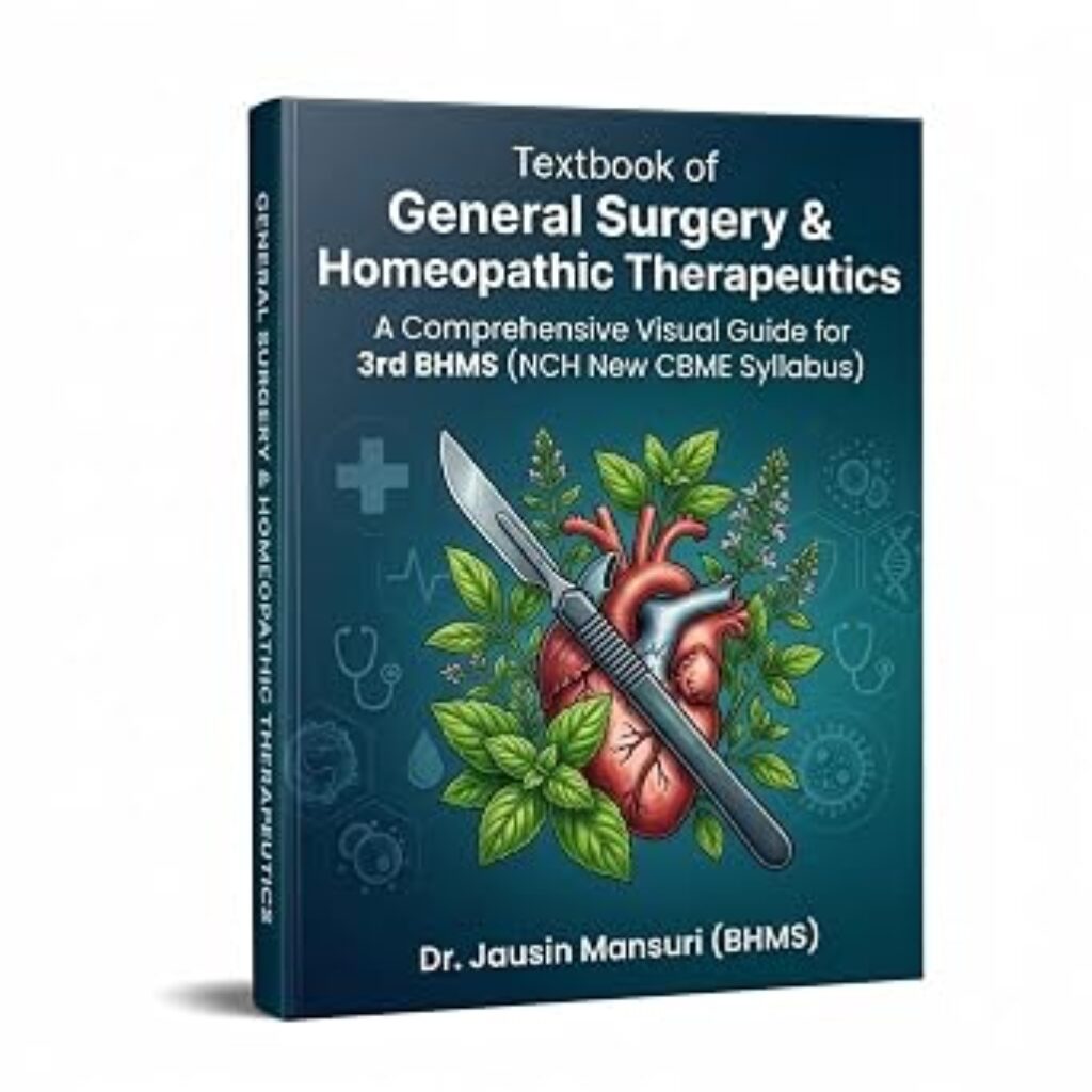 Textbook of General Surgery & Homeopathic Therapeutics for 3rd BHMS | NCH CBME Syllabus | A5 Compact Staple Bound | By Dr. Jausin Mansuri